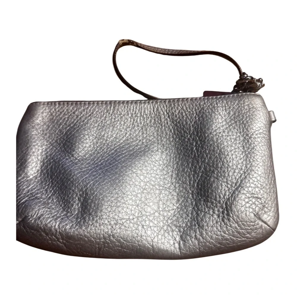 Coach Nolita 19‎ Metallic Goldish Silverish Leather Wristlet 51683 Preloved 5x8